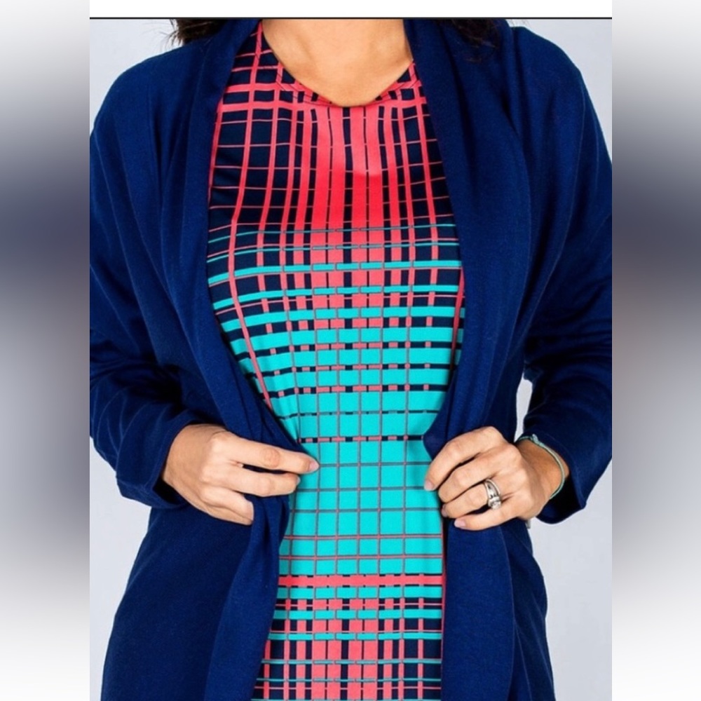 Tracy Negoshian ink color cardigan, very light mid length